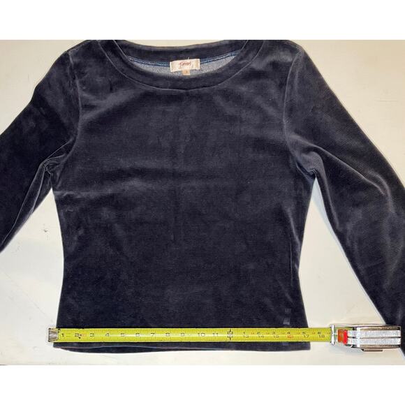 VTG Fornari Women’s Ribbed Velour Top Blue Rust Striped Long Sleeve Sz 3 (XS) - Picture 7 of 12